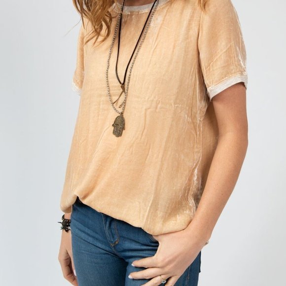 Ivy Jane ‘Lori’ Velvet Top in Sand - Picture 1 of 1
